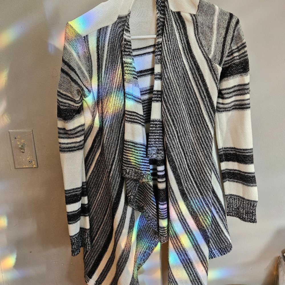 White and black cardigan